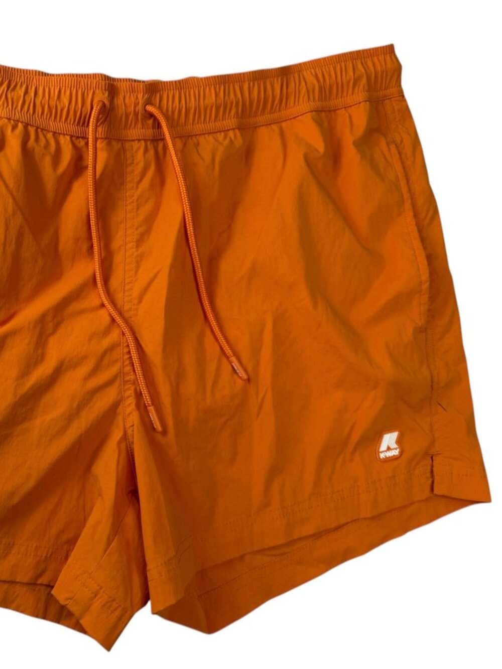 K-WAY Swim Trunks Orange Size men's XL Mesh Lined.  Elastic Waist, Drawstring